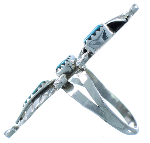 Sterling Silver Turquoise Zuni Leaf Ring Size 9 RX108777